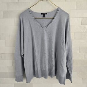 Eileen Fisher Light Gray V-Neck Sweater
